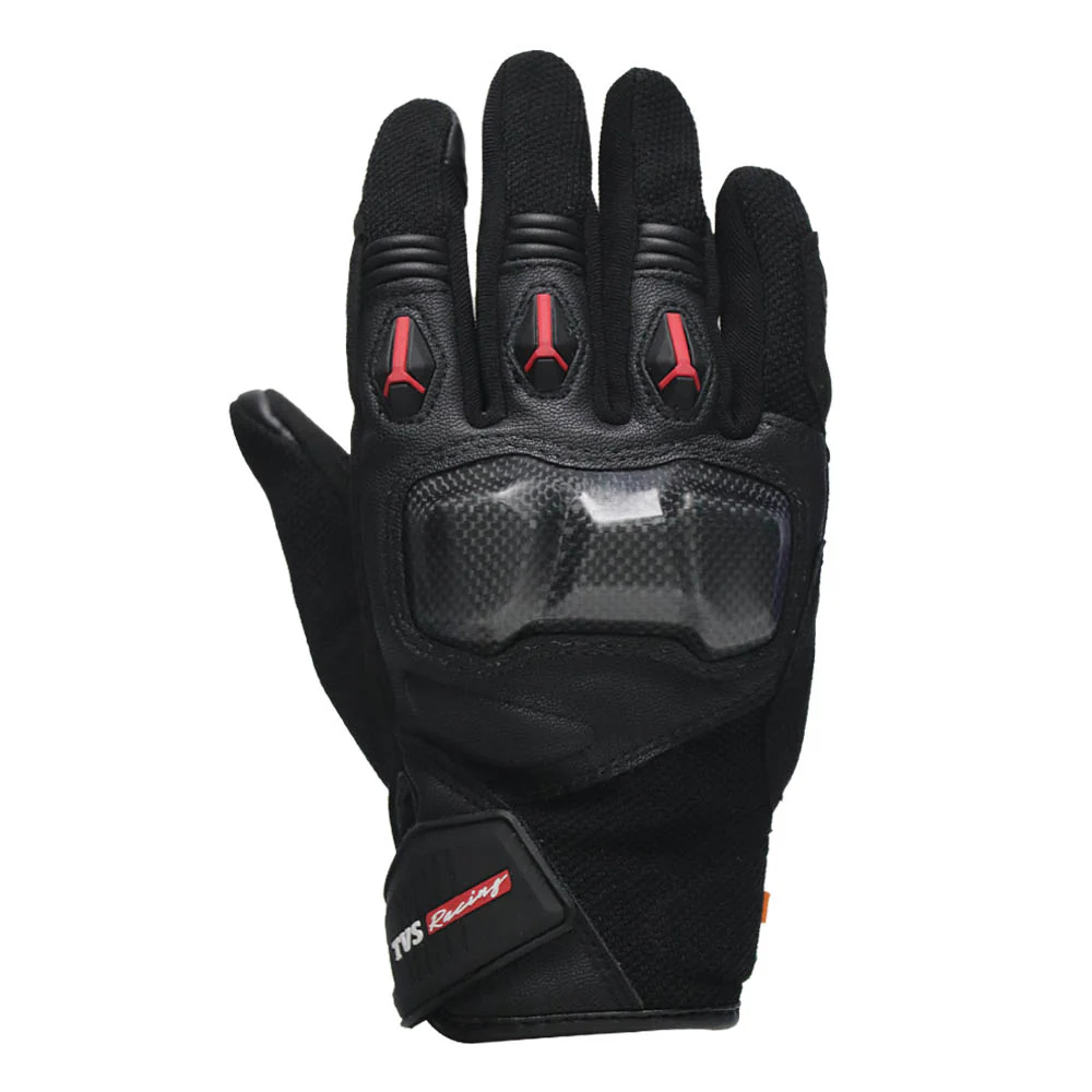 TVS Racing Riding Gloves for Men | Mesh Ventilation, TPR Knuckle Protection, Touch Screen Compatible, Black - Image 3