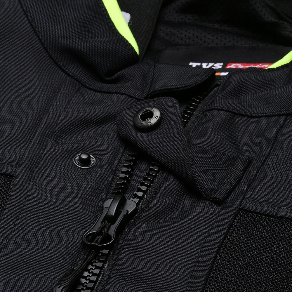 TVS Racing Asphalt Riding Jacket for Men | High Abrasion 600D Polyester, Basic Bike Jacket (Neon) - Image 10