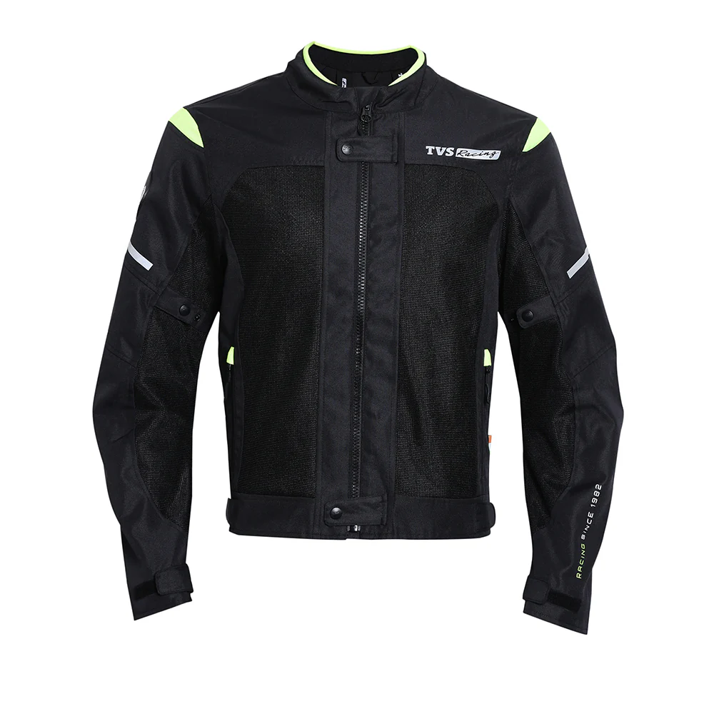 TVS Racing Asphalt Riding Jacket for Men | High Abrasion 600D Polyester, Basic Bike Jacket (Neon) - Image 15