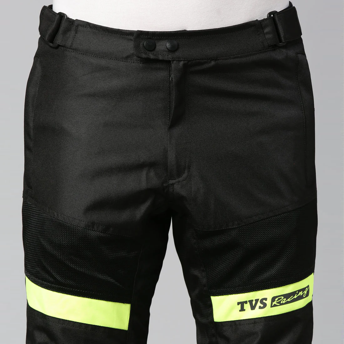 TVS Racing Riding Pant for Men – CE Level 2 Knee Armor, High Abrasion Resistance, Adjustable Fit & Reflective Safety (Black/Neon) - Image 6