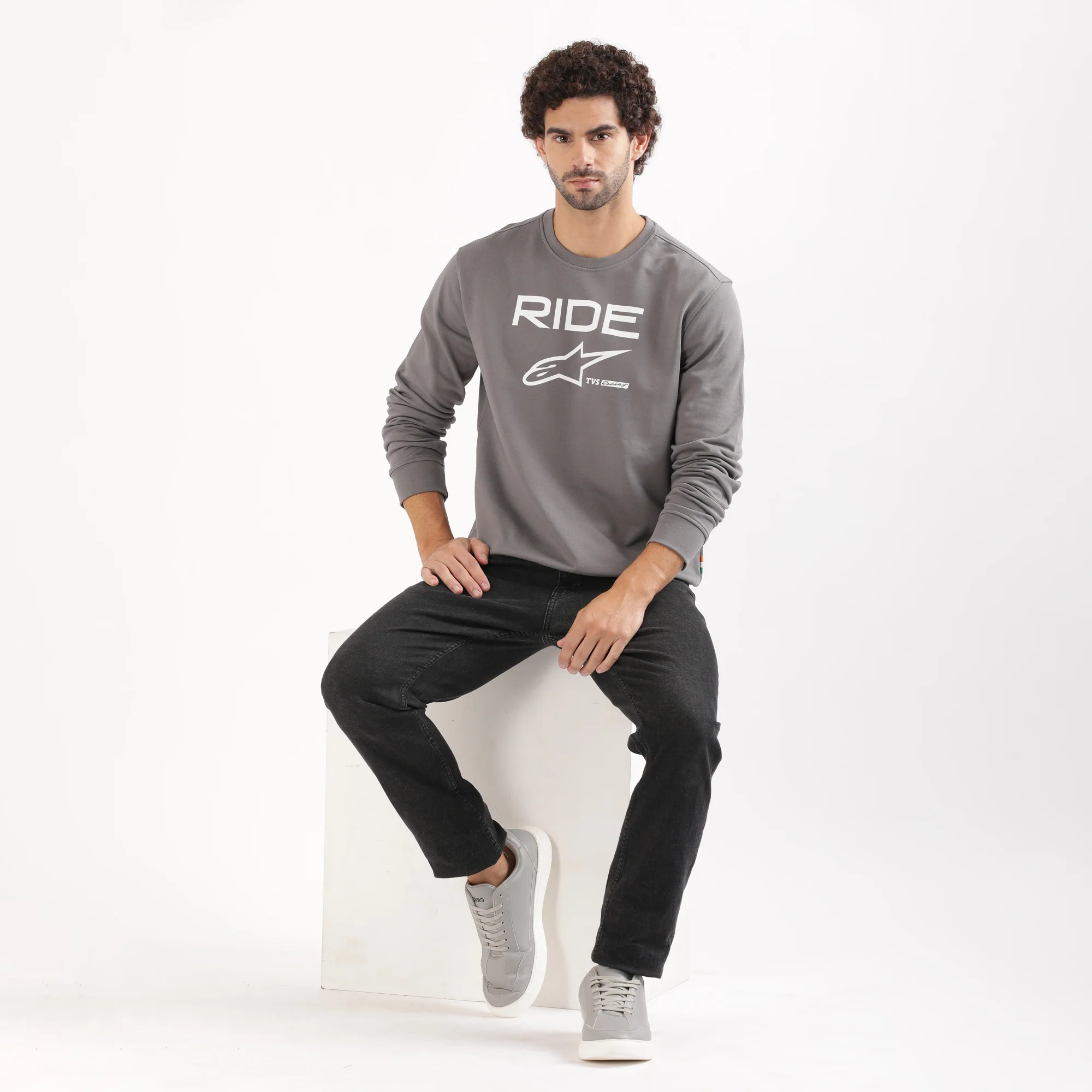 TVS Racing x Alpinestars Crew Neck Pullover Sweatshirt – 100% Cotton French Terry, Ultra-Soft Comfort, Breathable Anti-Odor Fabric, Ribbed Hem & Sleeves for Premium Fit & Style - Image 9