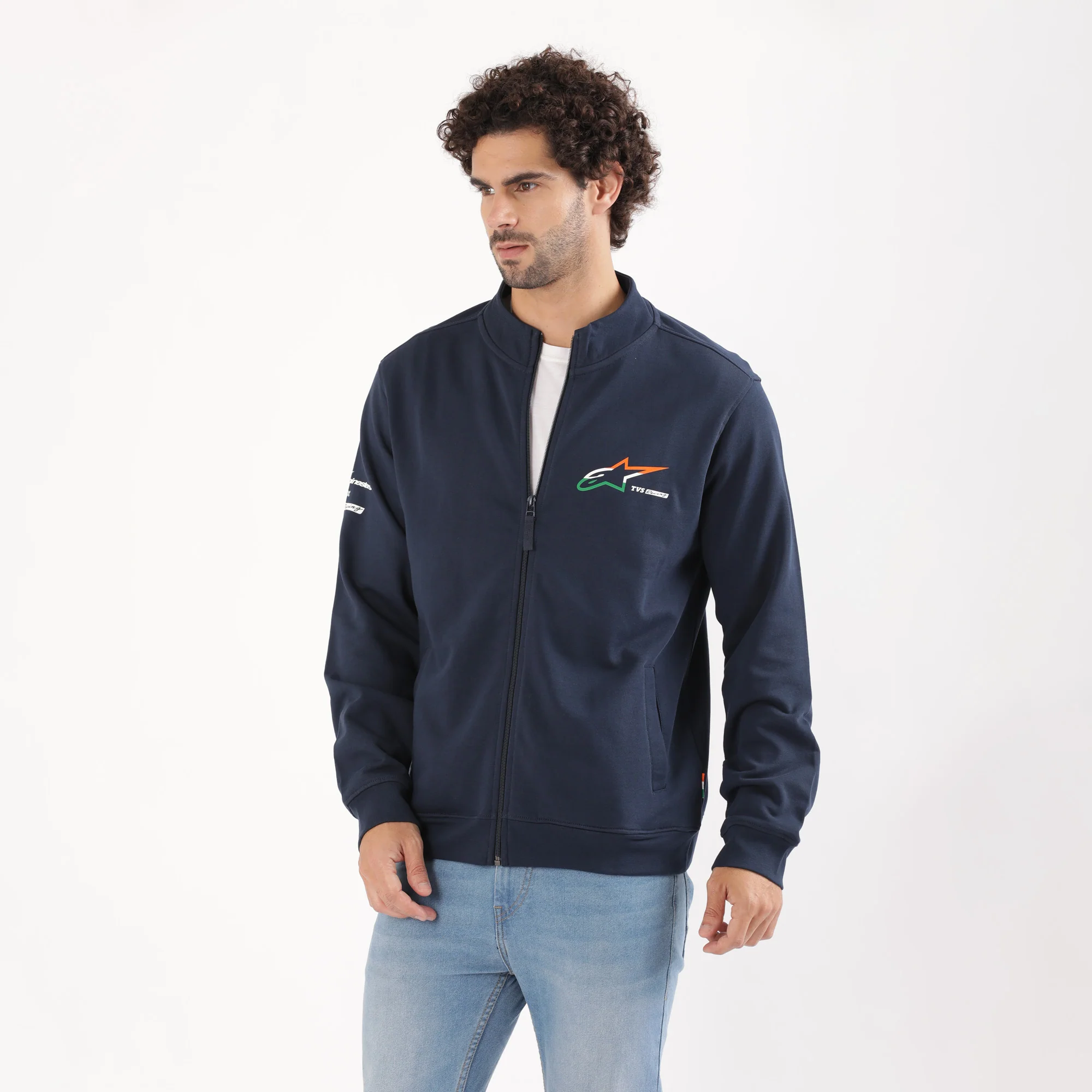 TVS Racing x Alpinestars High Neck Sweatshirt – 100% Cotton French Terry, Ultra-Soft Comfort, Breathable Anti-Odor Fabric, YKK Zipper, Ribbed Hem, Utility Pockets & Stylish Rider Look - Image 2