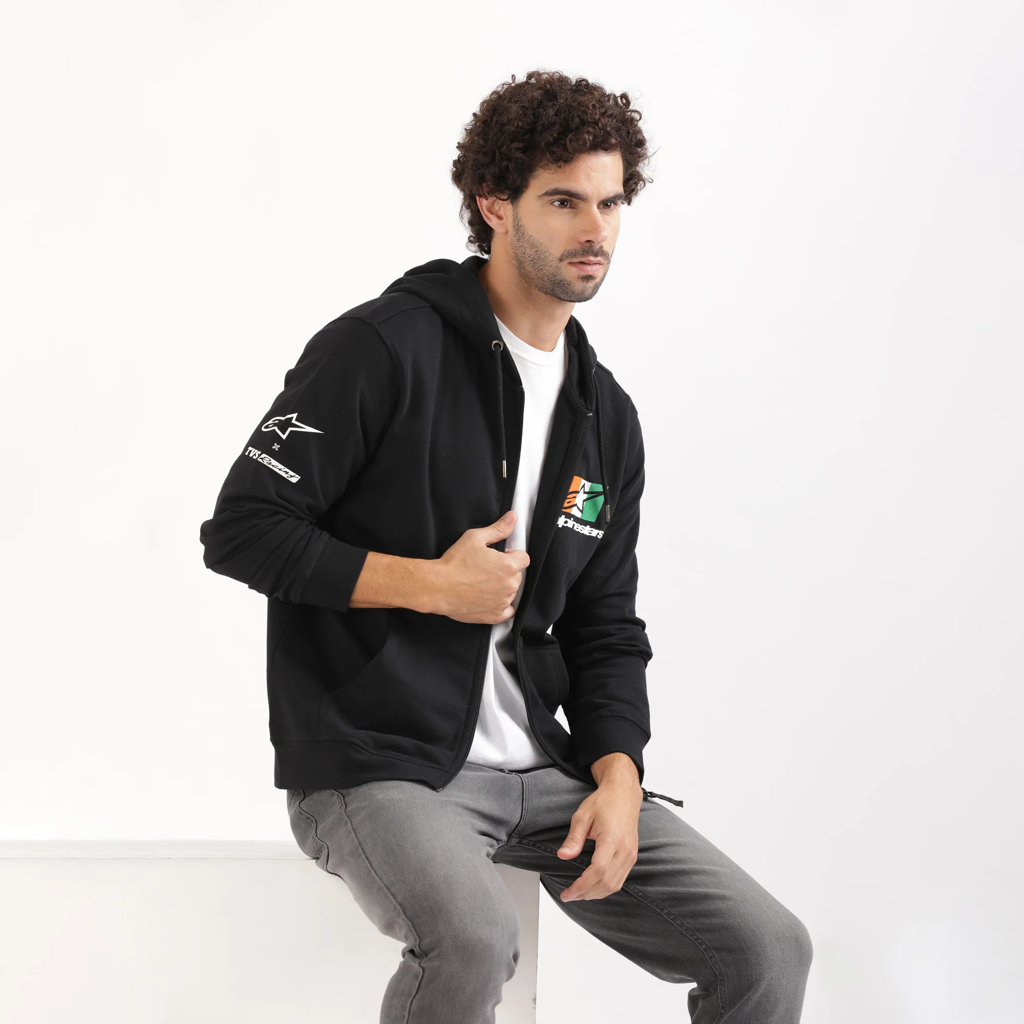 TVS Racing x Alpinestars Hooded Sweatshirt – 100% Cotton French Terry, Ultra-Soft Comfort, Breathable Anti-Odor Fabric, YKK Zipper, Kangaroo Pocket, Ribbed Hem & Stylish Streetwear Look - Image 9