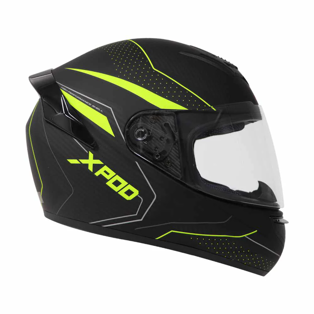 TVS XPOD Aerodynamic Helmet - ISI & DOT Certified Helmet for Men in Blistering Black & Neon with Ultrawide Visor - Image 3