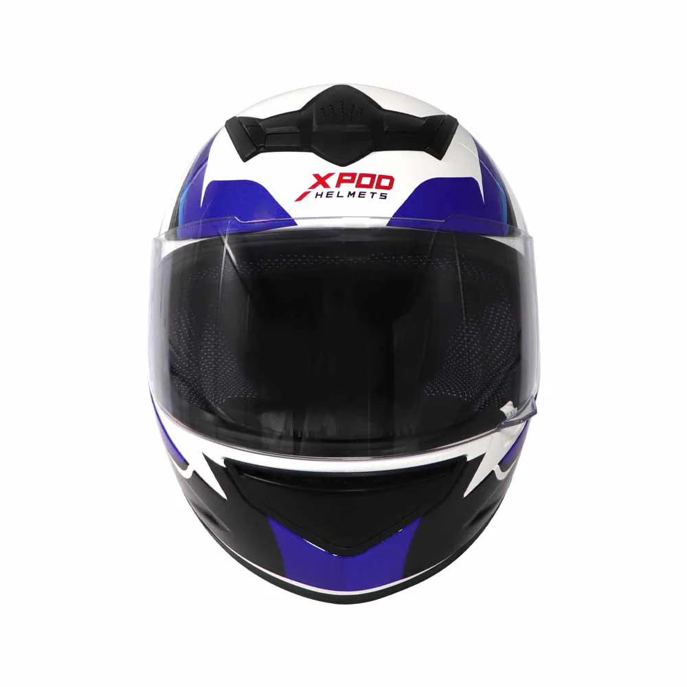 TVS XPOD Aerodynamic Helmet - ISI & DOT Certified Helmet for Men in Speedy White & Blue with Ultrawide Visor - Image 5