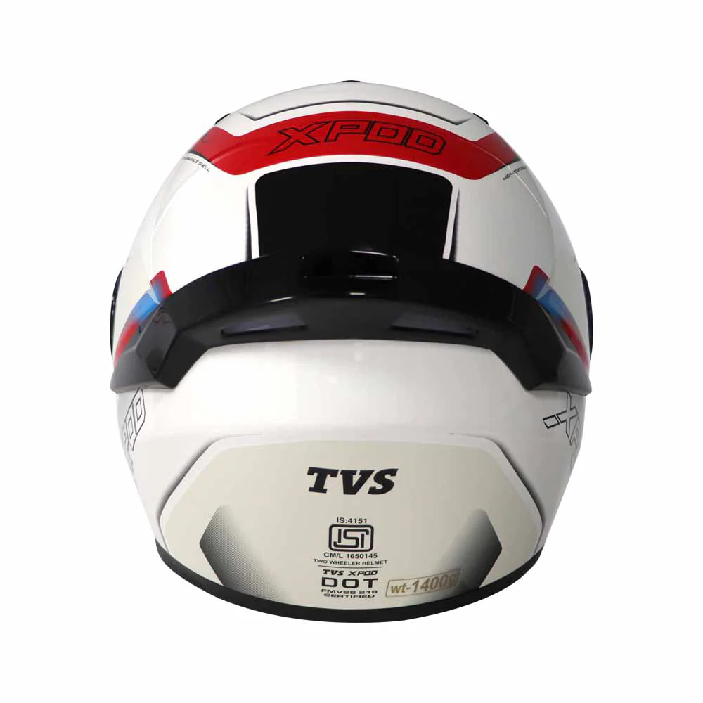 TVS XPOD Aerodynamic Helmet - ISI & DOT Certified Helmet for Men in Speedy White & Red with Ultrawide Visor - Image 6