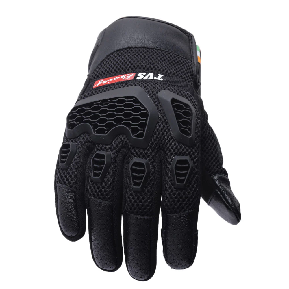 TVS Racing Adventure Riding Gloves for Men | PVC Protected, Touch Screen Compatible, Visor Wiper Fingertips (Black) - Image 4