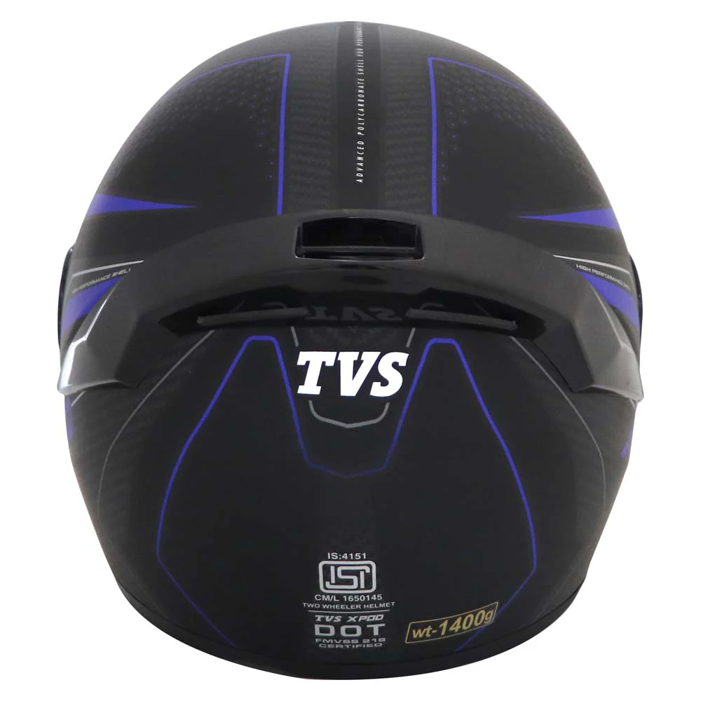 TVS XPOD Aerodynamic Helmet for Men - ISI & DOT Certified | Blistering Black & Blue - Image 4