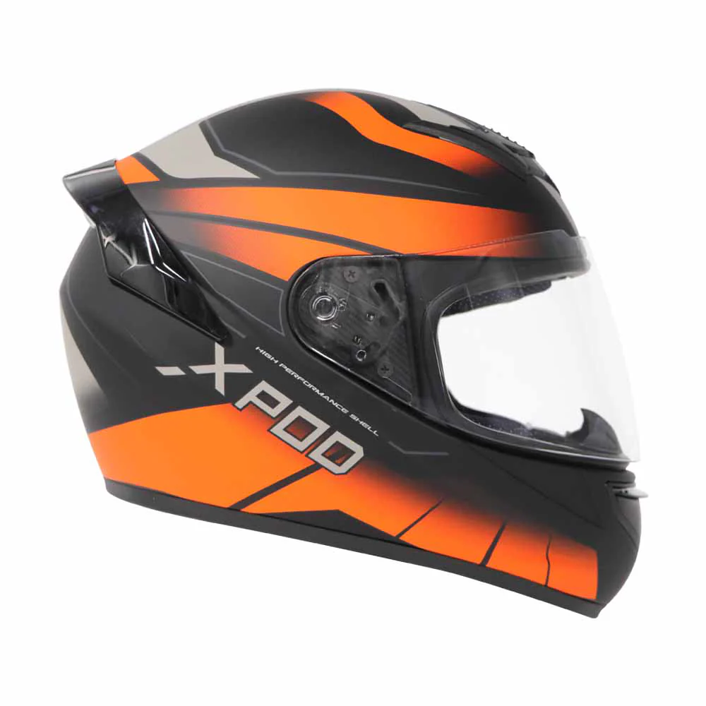 TVS XPOD Dual Tone Helmet - Orange & Grey | Premium Protection & Comfort - Image 2