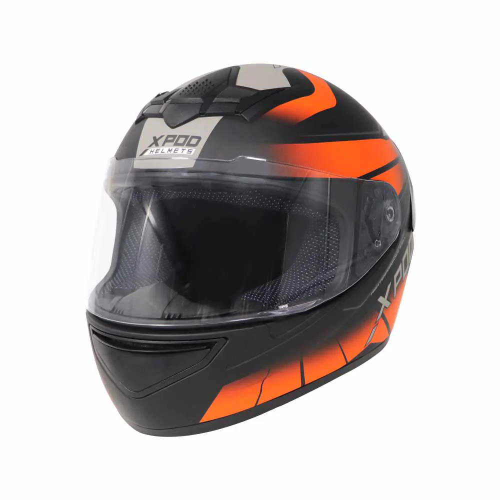 TVS XPOD Dual Tone Helmet - Orange & Grey | Premium Protection & Comfort - Image 3