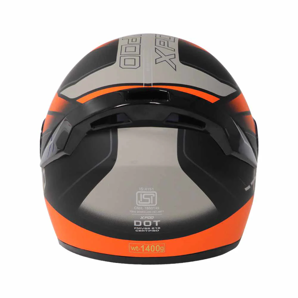 TVS XPOD Dual Tone Helmet - Orange & Grey | Premium Protection & Comfort - Image 5