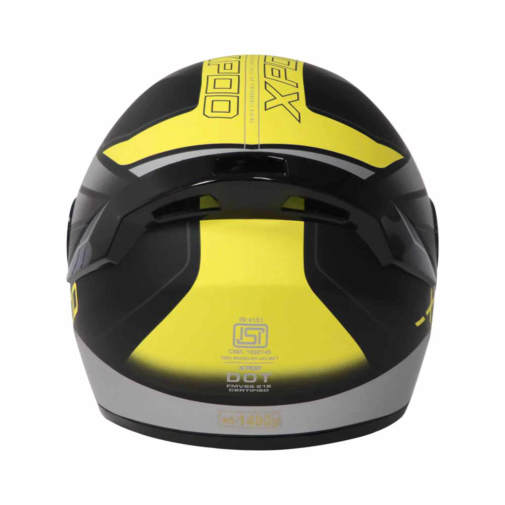 TVS XPOD Dual Tone Helmet - Yellow & Grey | Advanced Protection & Comfort - Image 6