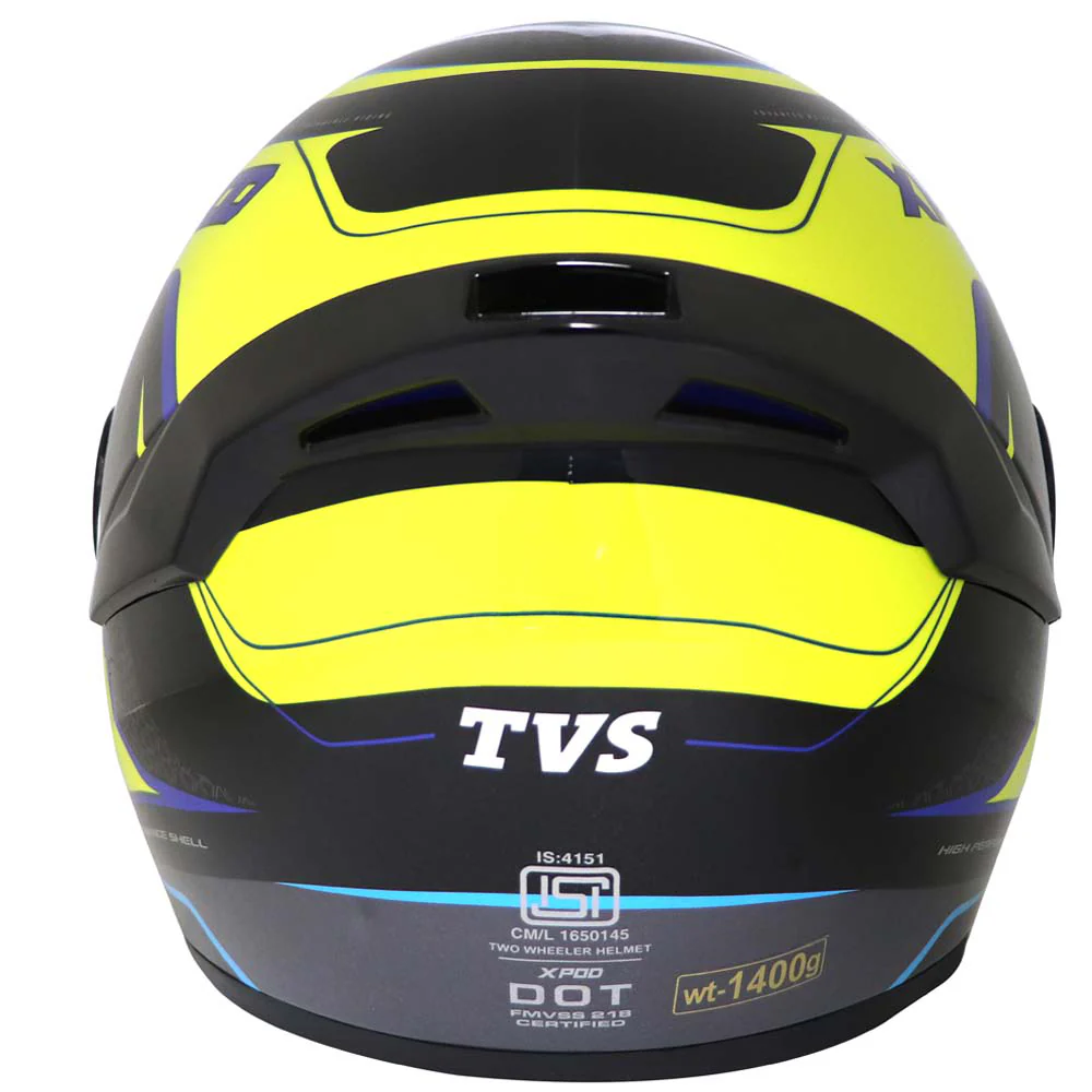 TVS XPOD Aerodynamic Helmet for Men – ISI & DOT Certified, Ultrawide Visor, Dynamic Dual Neon Design - Image 5