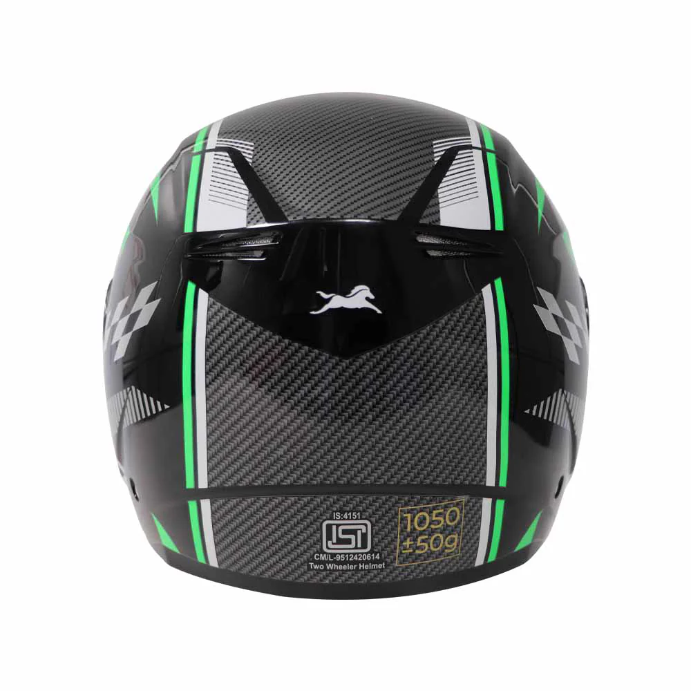 TVS XPOD LT Helmet for Men - ISI Certified | Black Green - Image 3