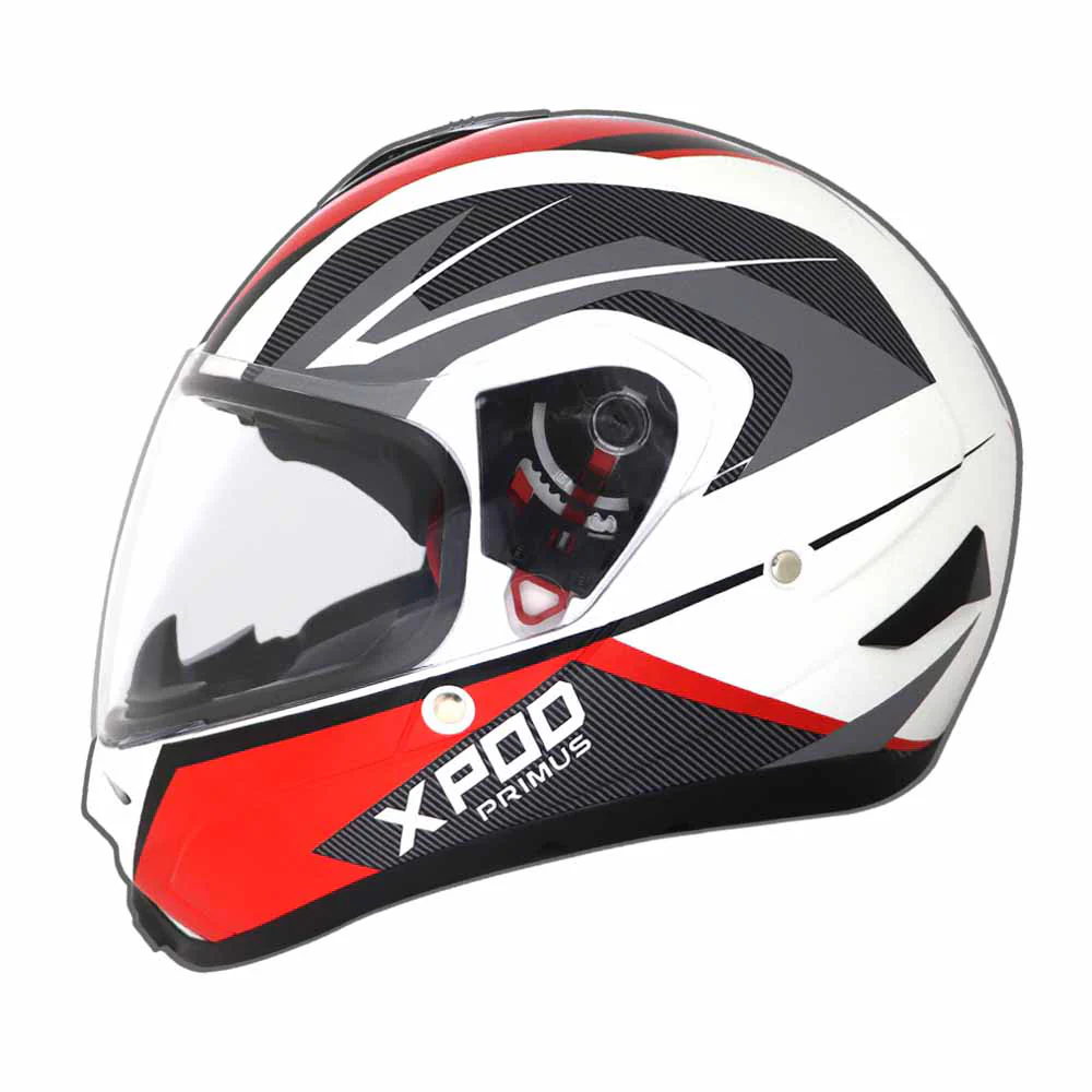 TVS XPOD Primus Helmet for Men - ISI & DOT Certified, EPS Impact Absorption, Quick Release (White Red) - Image 4