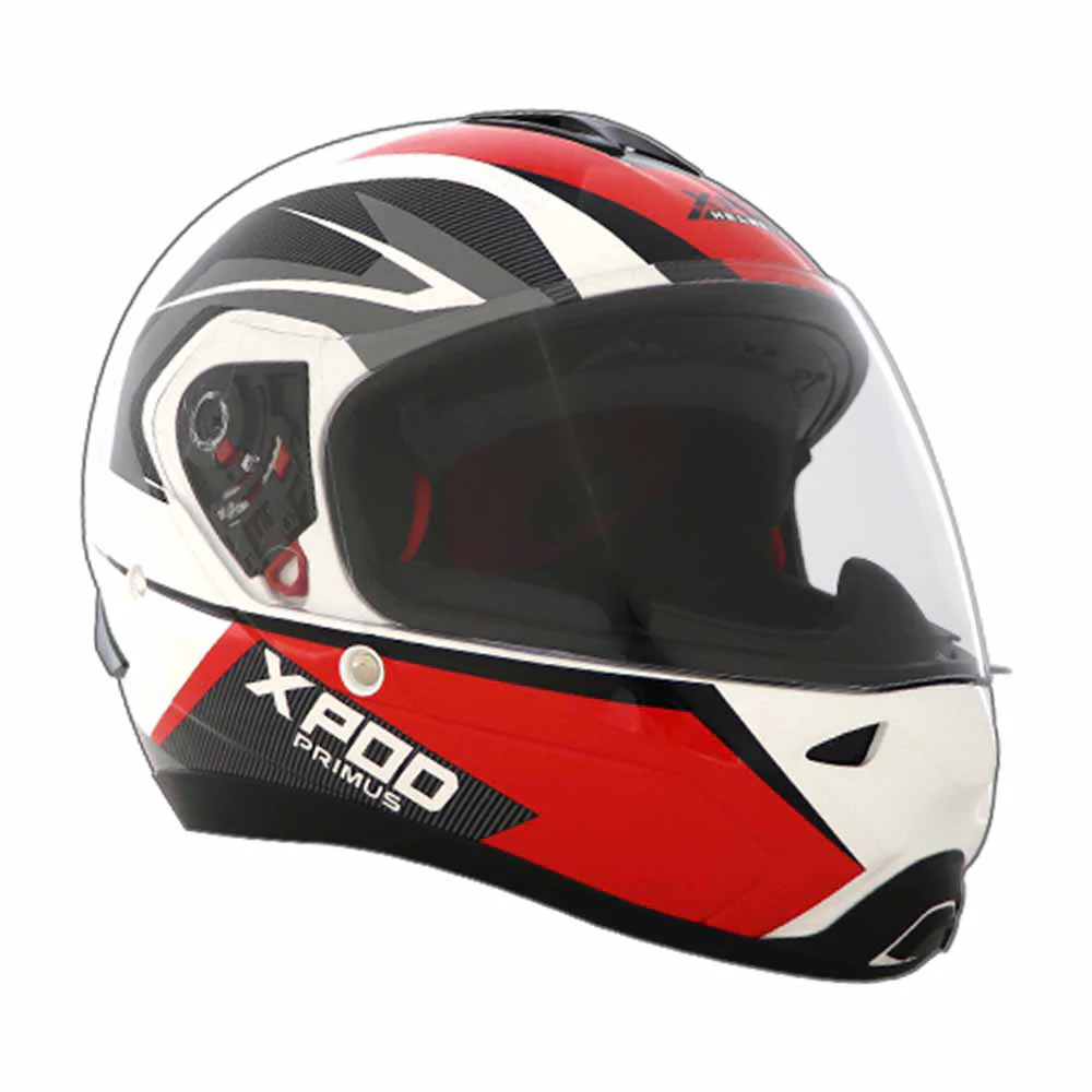 TVS XPOD Primus Helmet for Men - ISI & DOT Certified, EPS Impact Absorption, Quick Release (White Red) - Image 6