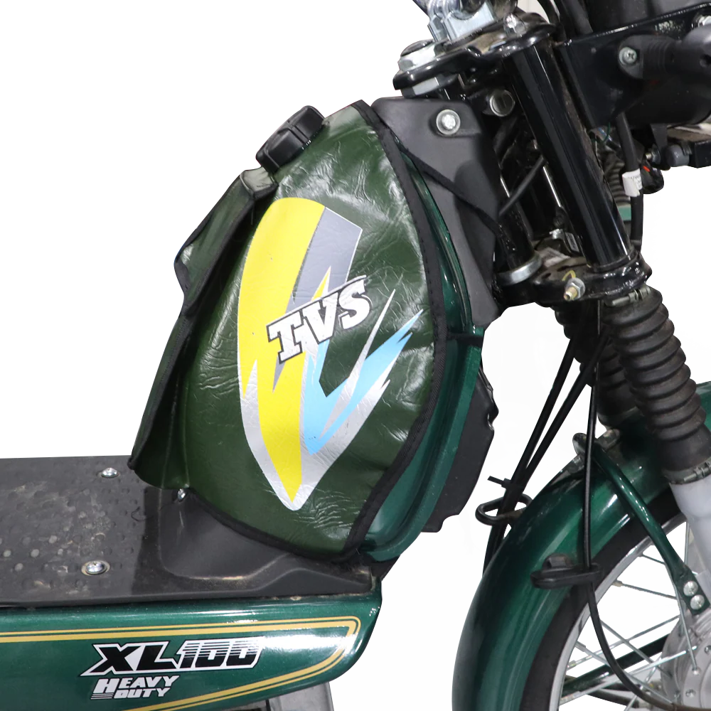 TVS XL100 Tank Cover - Glossy Green with Graphics, Durable & Water-Resistant - Image 3
