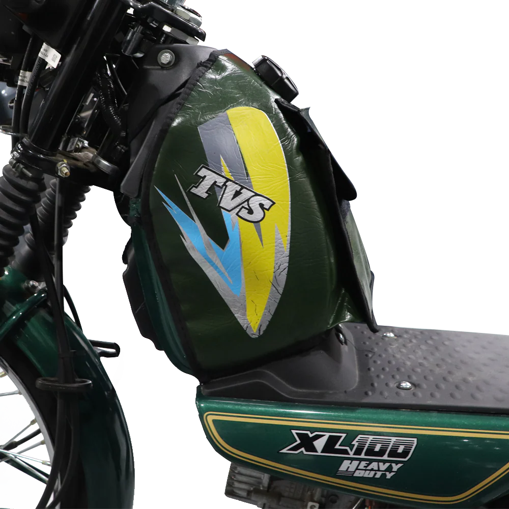 TVS XL100 Tank Cover - Glossy Green with Graphics, Durable & Water-Resistant - Image 4