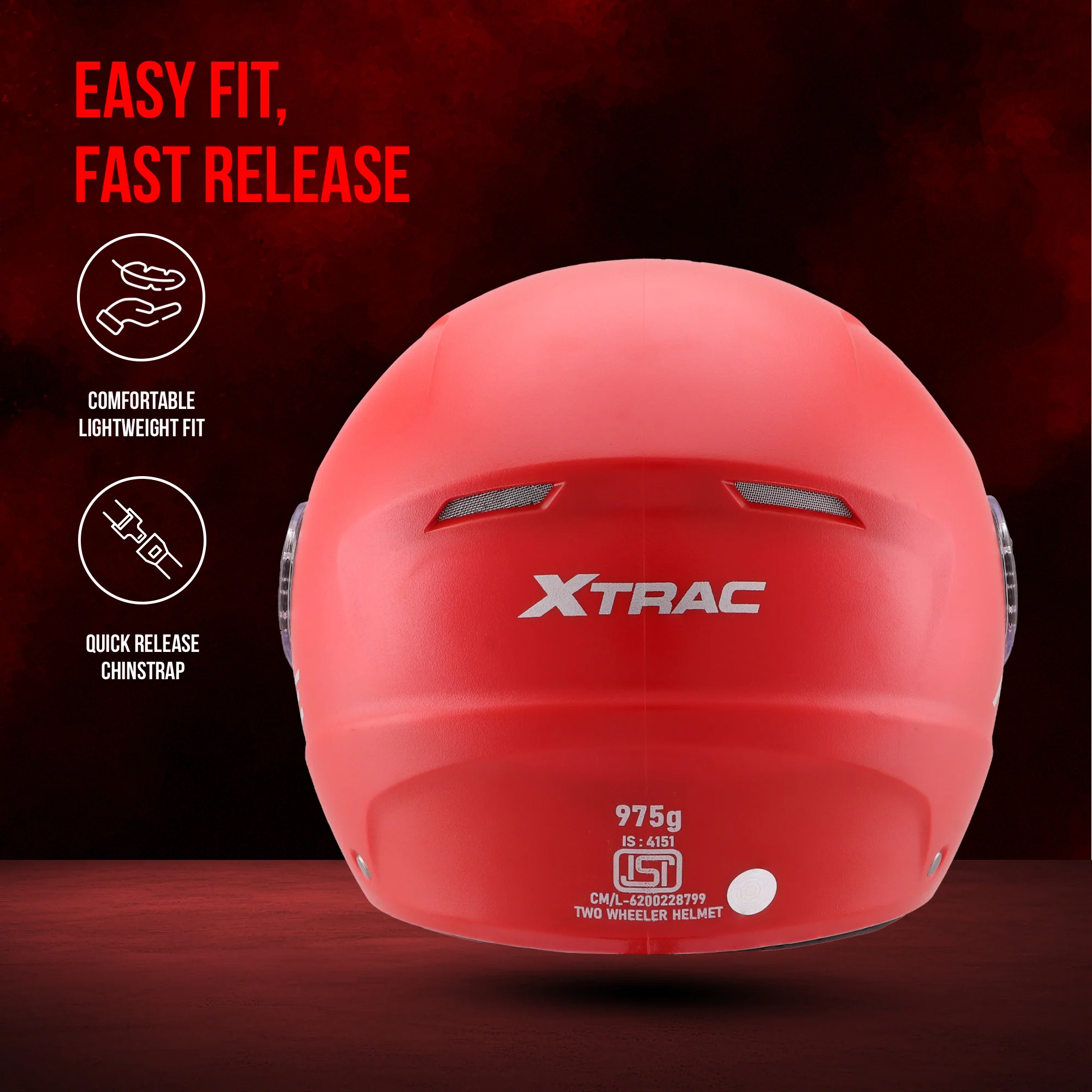 Xtrac Ace Half Face Helmet – ISI Certified Open Face Helmet for Men & Women - Image 13
