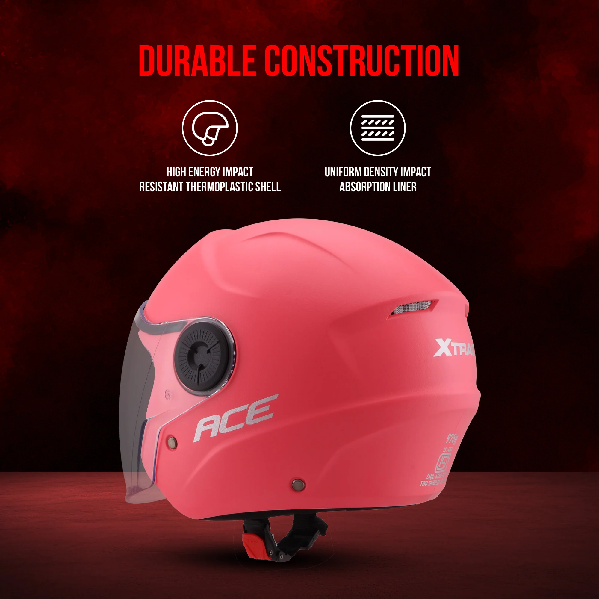 Xtrac Ace Half Face Helmet – ISI Certified Open Face Helmet for Men & Women - Image 17