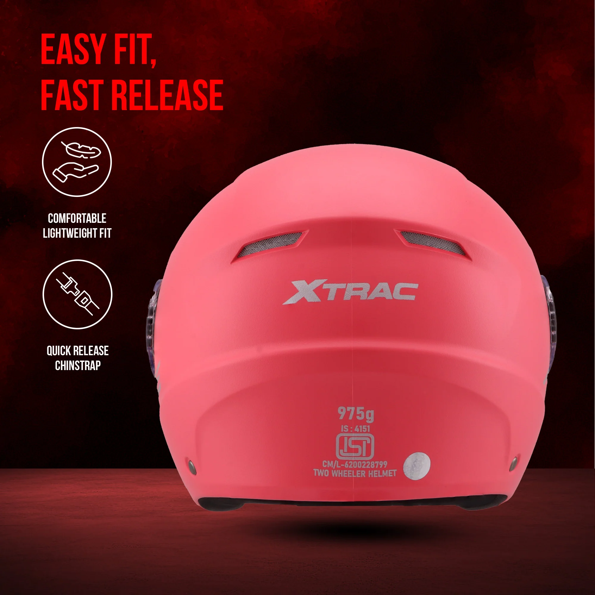 Xtrac Ace Half Face Helmet – ISI Certified Open Face Helmet for Men & Women - Image 20