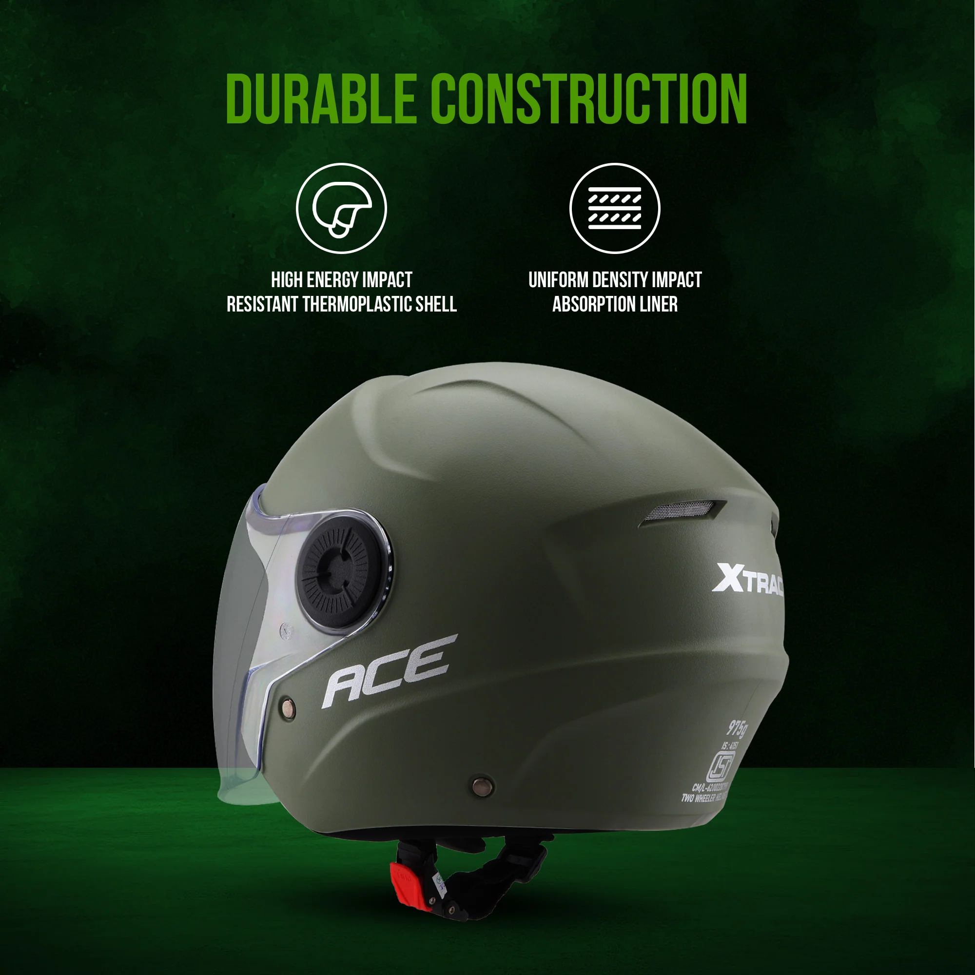 Xtrac Ace Half Face Helmet – ISI Certified Open Face Helmet for Men & Women - Image 24