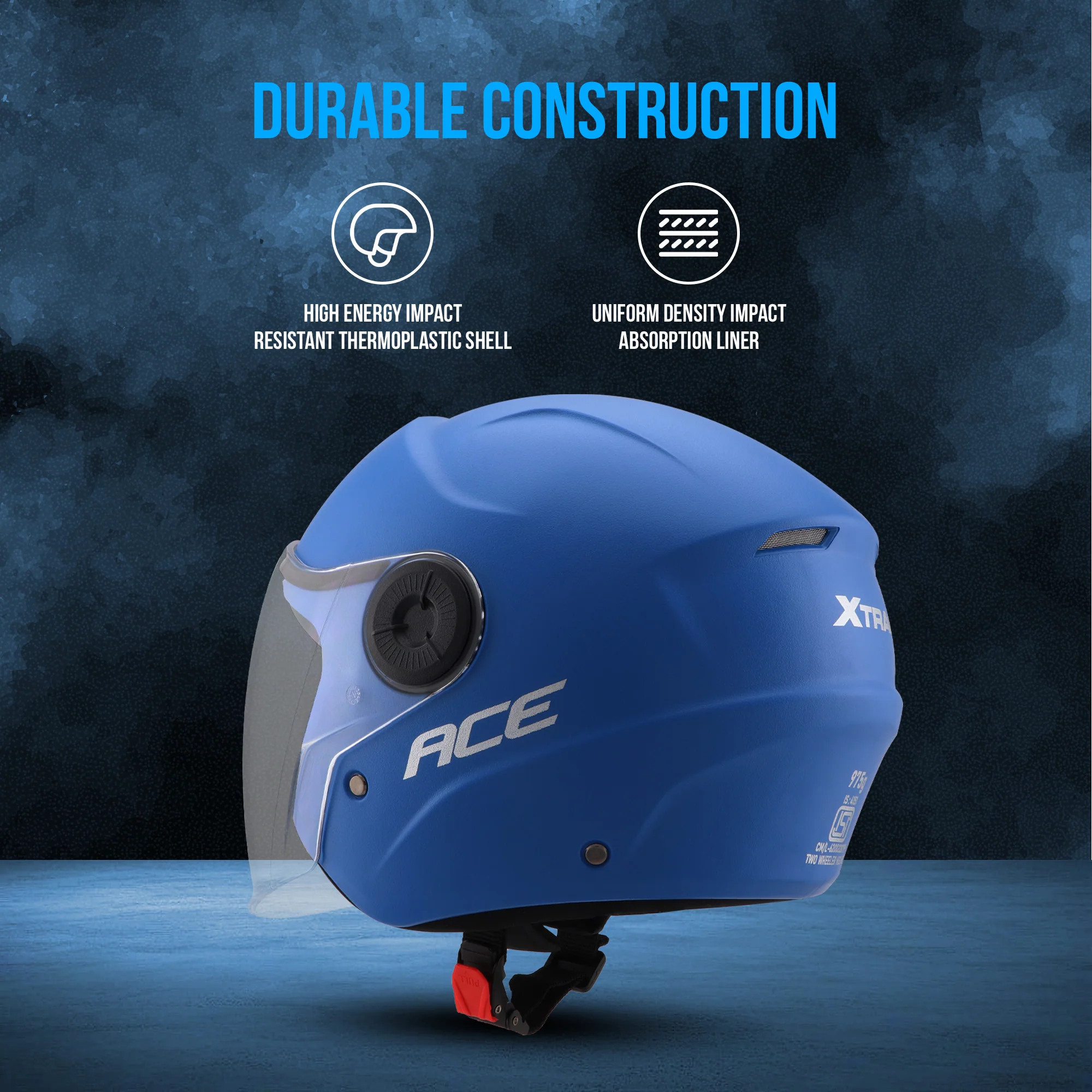 Xtrac Ace Half Face Helmet – ISI Certified Open Face Helmet for Men & Women - Image 3